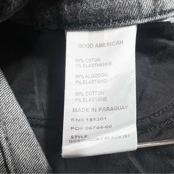 Good American Good Curve Slit Hem Straight Jeans Black 181 4/27 EUC - Picture 11 of 12
